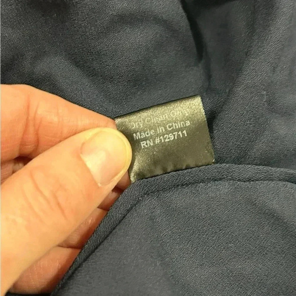 Jenni Kayne Long Sleeve Blouse Top Navy Blue Tie M Medium Viscose V neck - Picture 10 of 12